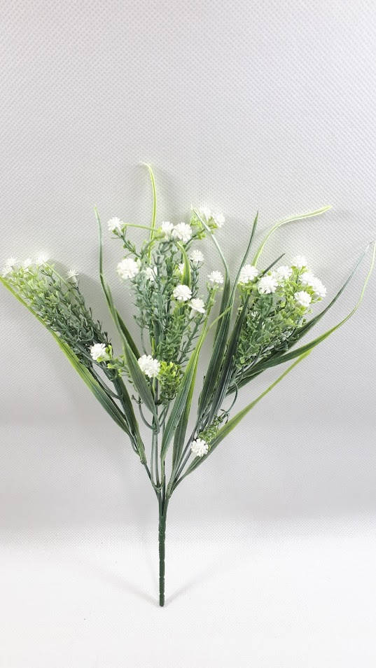 

С белым светлым мелкоцветом-новым 30см искусственный зеленый куст для букетов, Белый