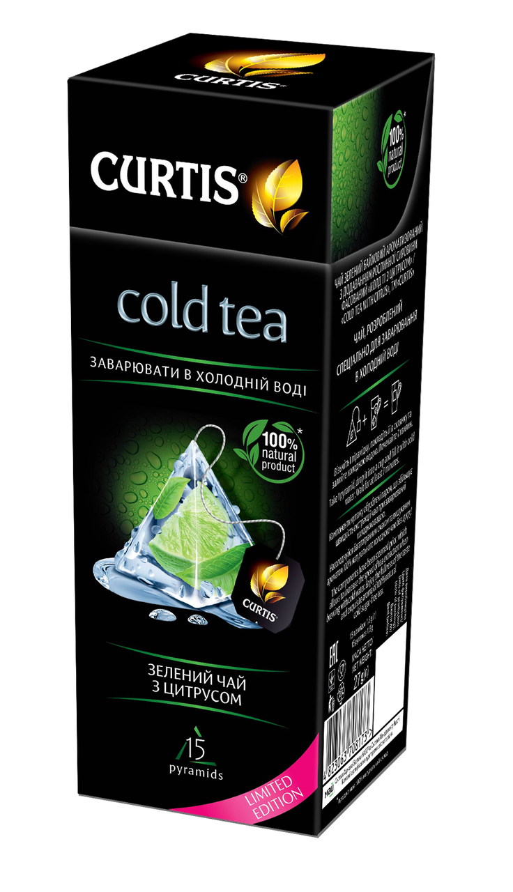

Чай холодный зеленый в пирамидках с цитрусом Кертис (Curtis) "Cold Tea with Citrus" 15 пирамидок