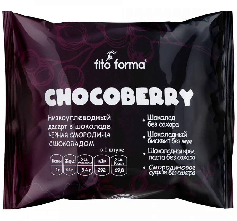 

Низкоуглеводный десерт в шоколаде Fito Forma Chocoberry Черная Смородина с Шоколадом (50 грамм)