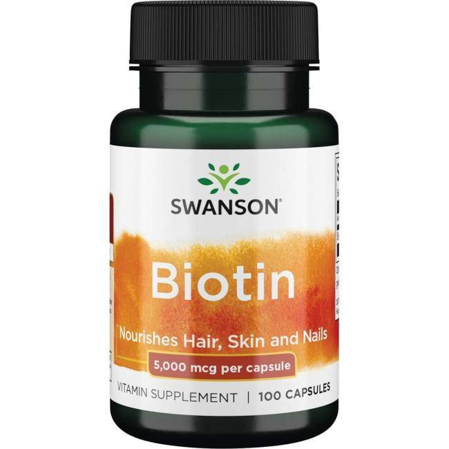 

Биотин для роста и укрепления волос, Biotin, Swanson, 5 мг, 100 капсул
