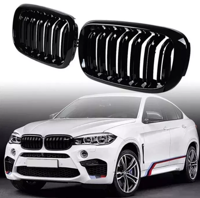 

Двухреберная двойная решетка радиатора ноздри для BMW X5 F15 X6 F16, Черный