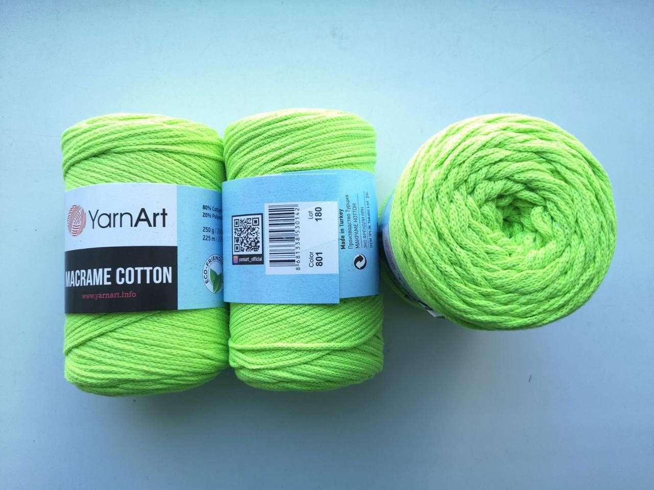 

Пряжа YarnArt Macrame Cotton Ярнарт Макраме Коттон цвет 801 неоновый, Салатовый