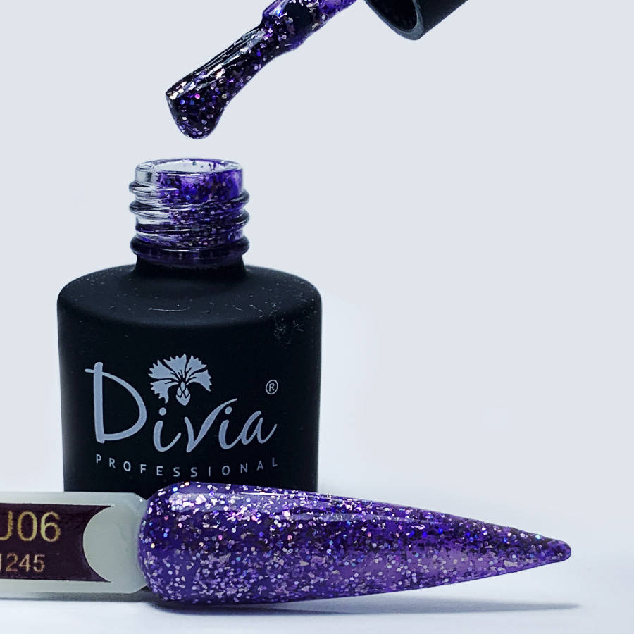 

Divia Гель-лак для ногтей с блестками Queen/Королева №QU06