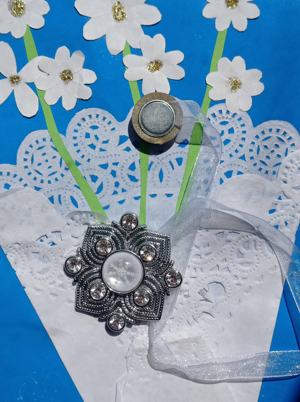 

Магнит декоративный ажур серебро, Серебристий