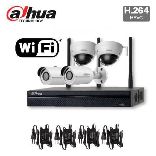 

4 камерный уличный Wi-Fi комплект 4 Мп видеонаблюдения DH-NVR4104HS-W-S2/ IPC-HFW1435SP-W/ IPC-HDBW1435EP-W