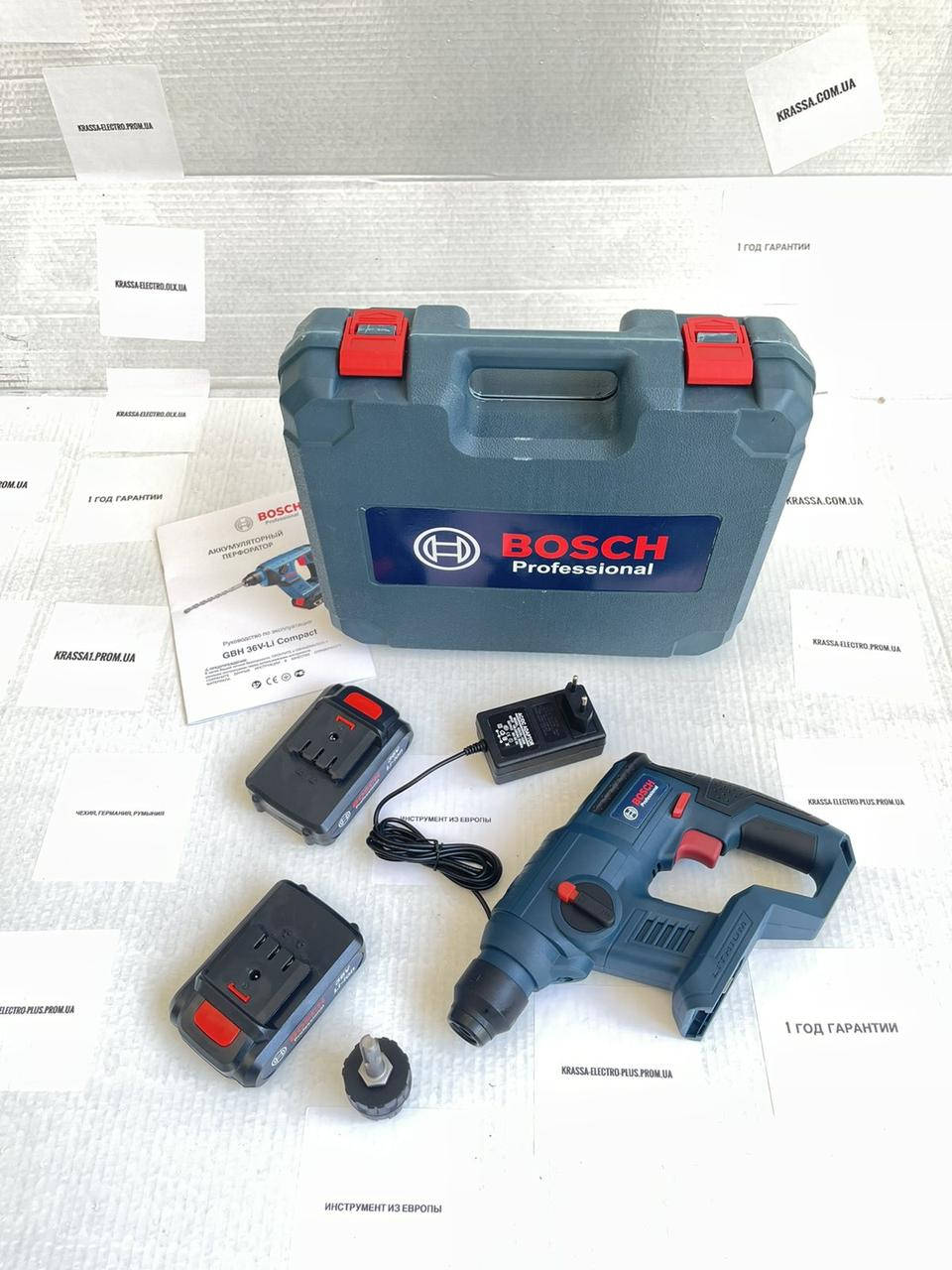 

Перфоратор аккумуляторный BOSCH 36V, 5AH Compact 2 аккумулятора