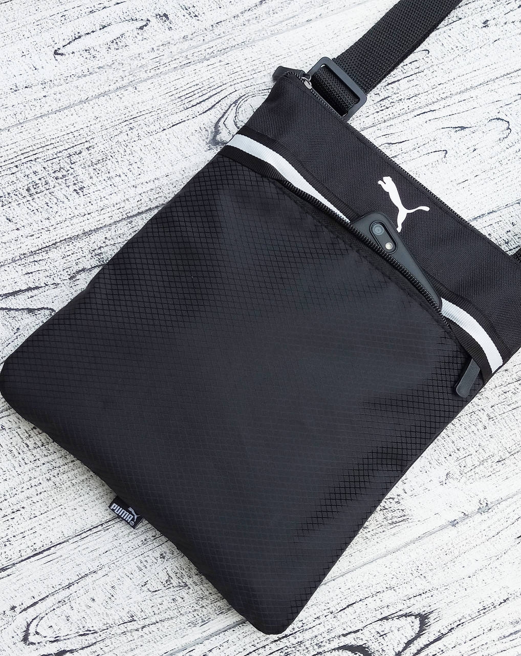 

Черная мужская сумка мессенджер Puma на плечо, мужская спортивная сумка на плечевом ремне Puma, Черный