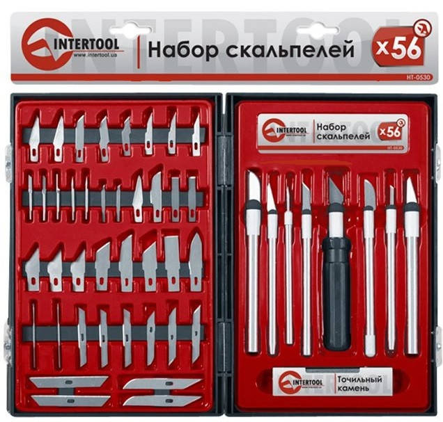 

Набор скальпелей 56 ед. в пластиковом футляре INTERTOOL HT-0530