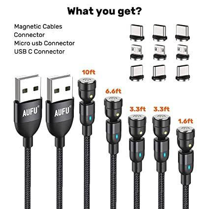 

AUFU Магнитный зарядный кабель USB-кабель, 5 шт. в упаковке [0,5 м, 1 м, 1 м, 2 м, 3 м