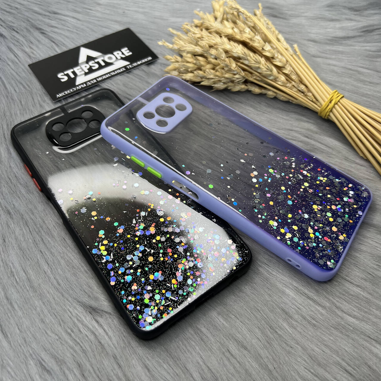 

Чехол с блестками для Poco X3 NFC / X3 Pro закрытая камера прозрачный противоударный девочки женский, Черный