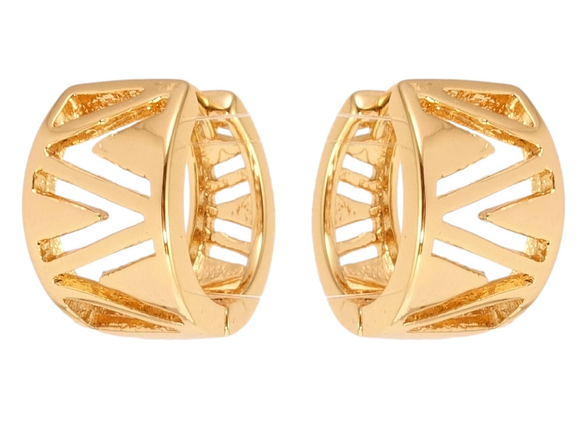 

Серьги Xuping Позолота 18K колечки "Широкие с резным зигзагообразным узором"