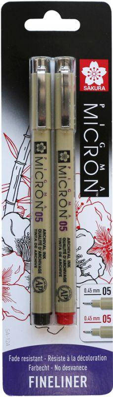 

Набор линеров PIGMA Micron 2 шт., (0.5), 0,45мм, Черный/Красный, в блистере, Sakura