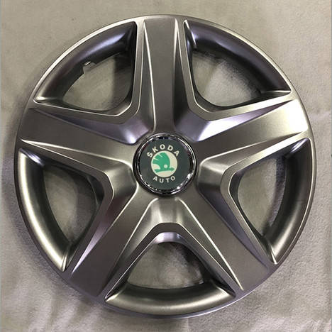 

Колпаки Skoda R16 зеленая эмблема, серебро - (SJS ke2717) - комплект (4 шт.)