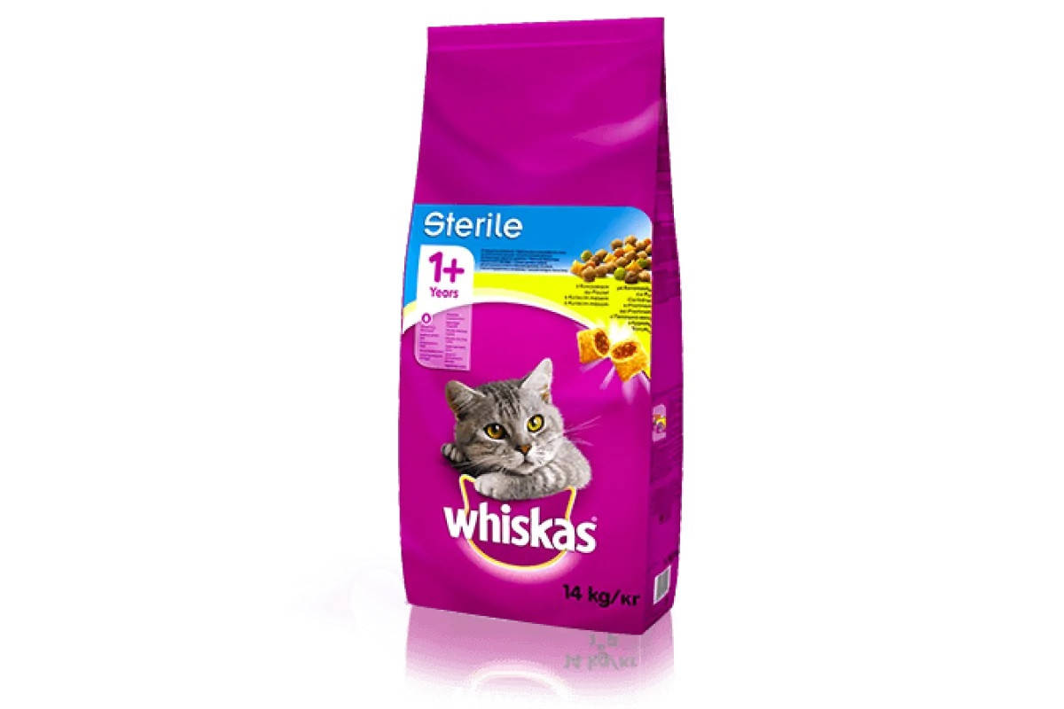 

Whiskas (Вискас) 14 кг сухой корм для стерилизованных кошек и кастрированных котов с курицей