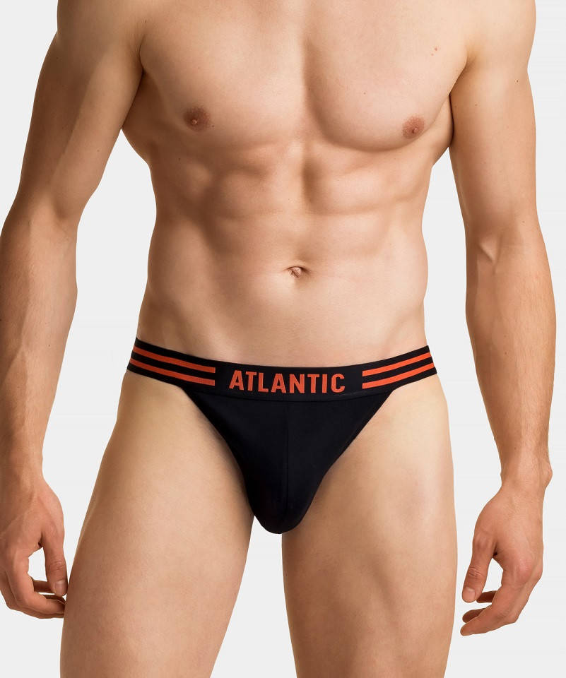

Трусы танга мужские ATLANTIC 3MP-103 , за 3 шт, хлопок, Черный
