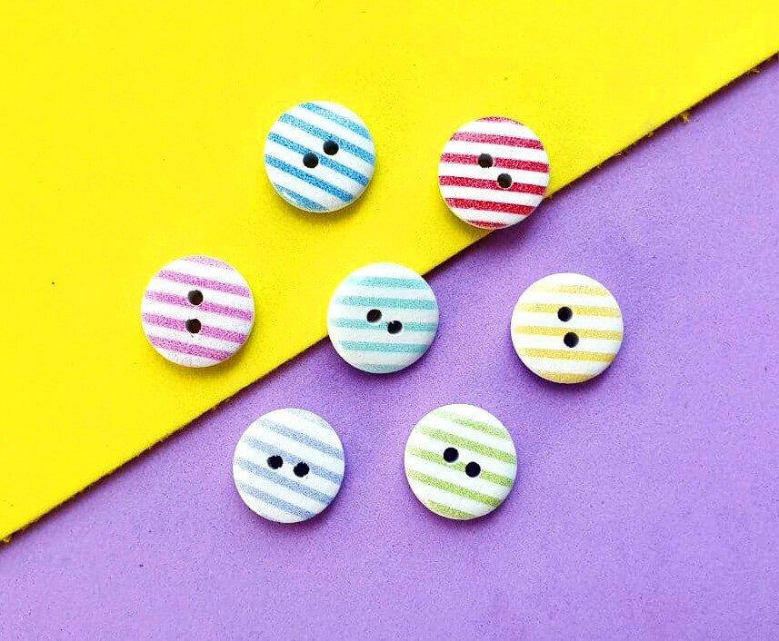 

20шт, Деревянные пуговицы Ø15мм, Пуговицы МИКС в полоску (сп7нг-6685)