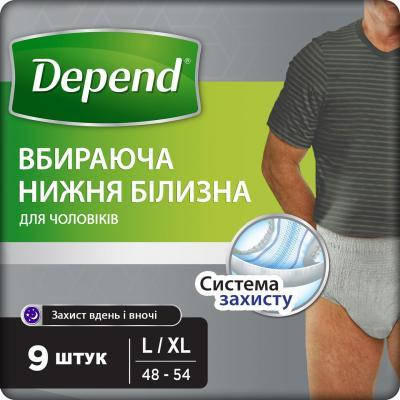 

Подгузники для взрослых Depend Трусики для мужчин L/XL (5029053560748)