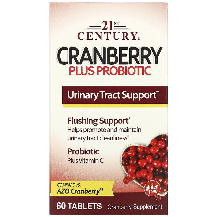 

Клюква с пробиотиками 21st Century "Cranberry Plus Probiotic" здоровье мочевыводящих путей (60 таблеток)