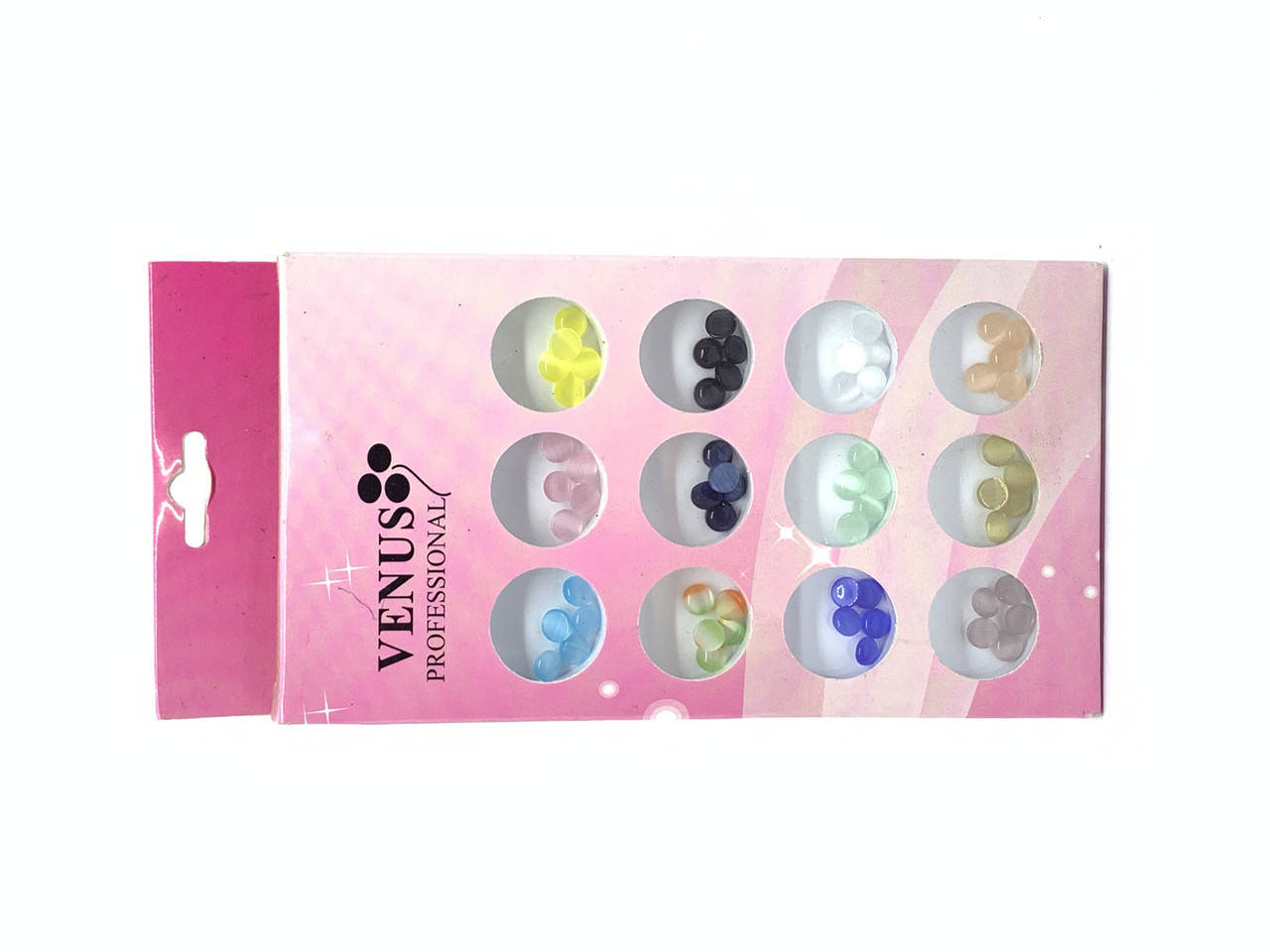 

Декор для ногтей Venus, имитация кошачего глаза, форма круг, 12 цветов