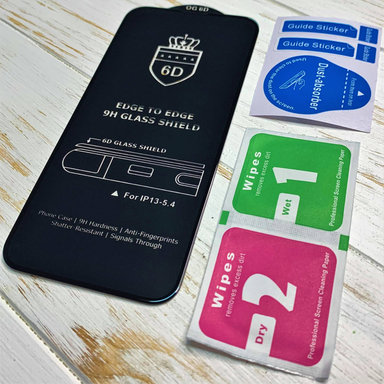 

Защитное стекло для iPhone 13 Mini 6D чёрное, Прозрачный