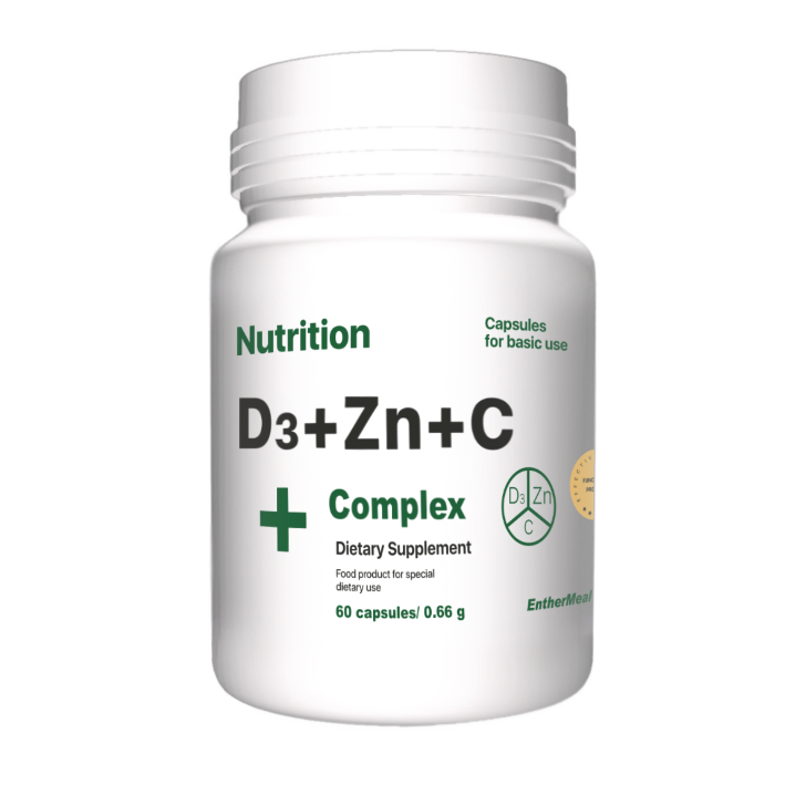 

Витаминно-минеральный комплекс EntherMeal D3 + Zinc + С Complex+ 60 капсул