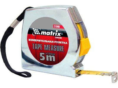 

Рулетка Chrom, 5 м x 13 мм, хромированный корпус MATRIX 31040 310409