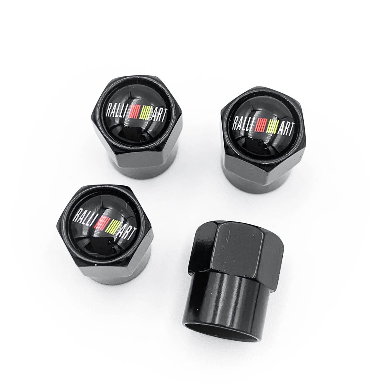 

Защитные колпачки на ниппеля MITSUBISHI (Митсубиси) RALLI ART 4 шт Черные