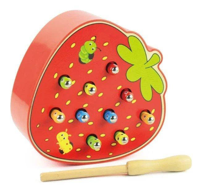 

Развивающая игра "Червячки в клубничке", Деревянная магнитная рыбалка, AL-2227-00