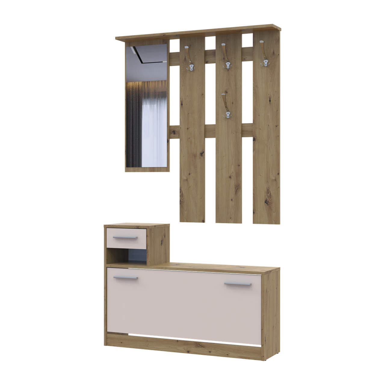 Передпокій Doros Alice Дуб Евок/Кашемір 1 дзеркало 100х27х182.9 (44900360)