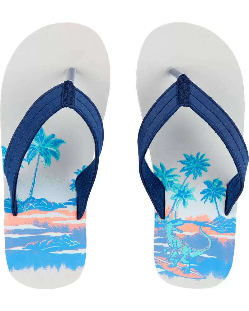 

Детские вьетнамки (Flip-flop) с пальмами и дино ОшКош для мальчика М - 15.2 см