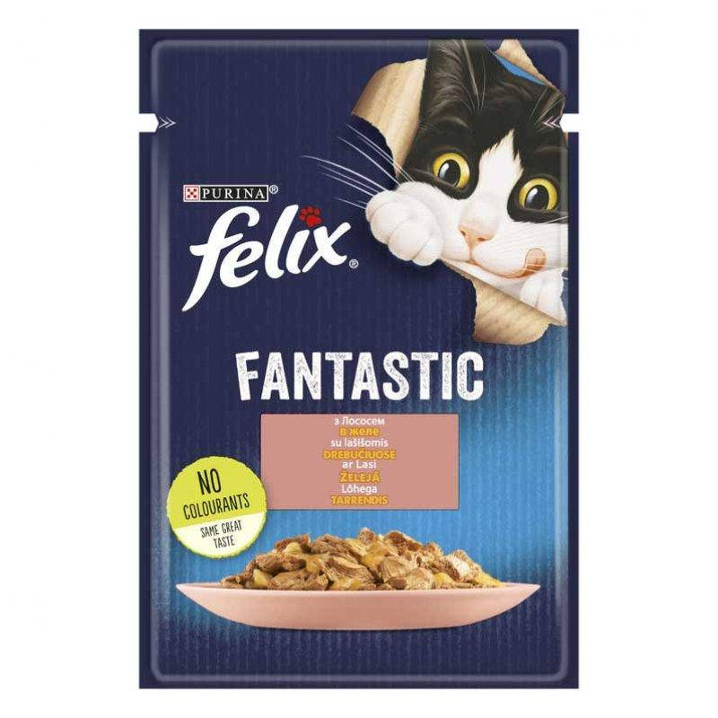 

Влажный корм Felix Fantastic для кошек, с лососем в желе 85г*26шт