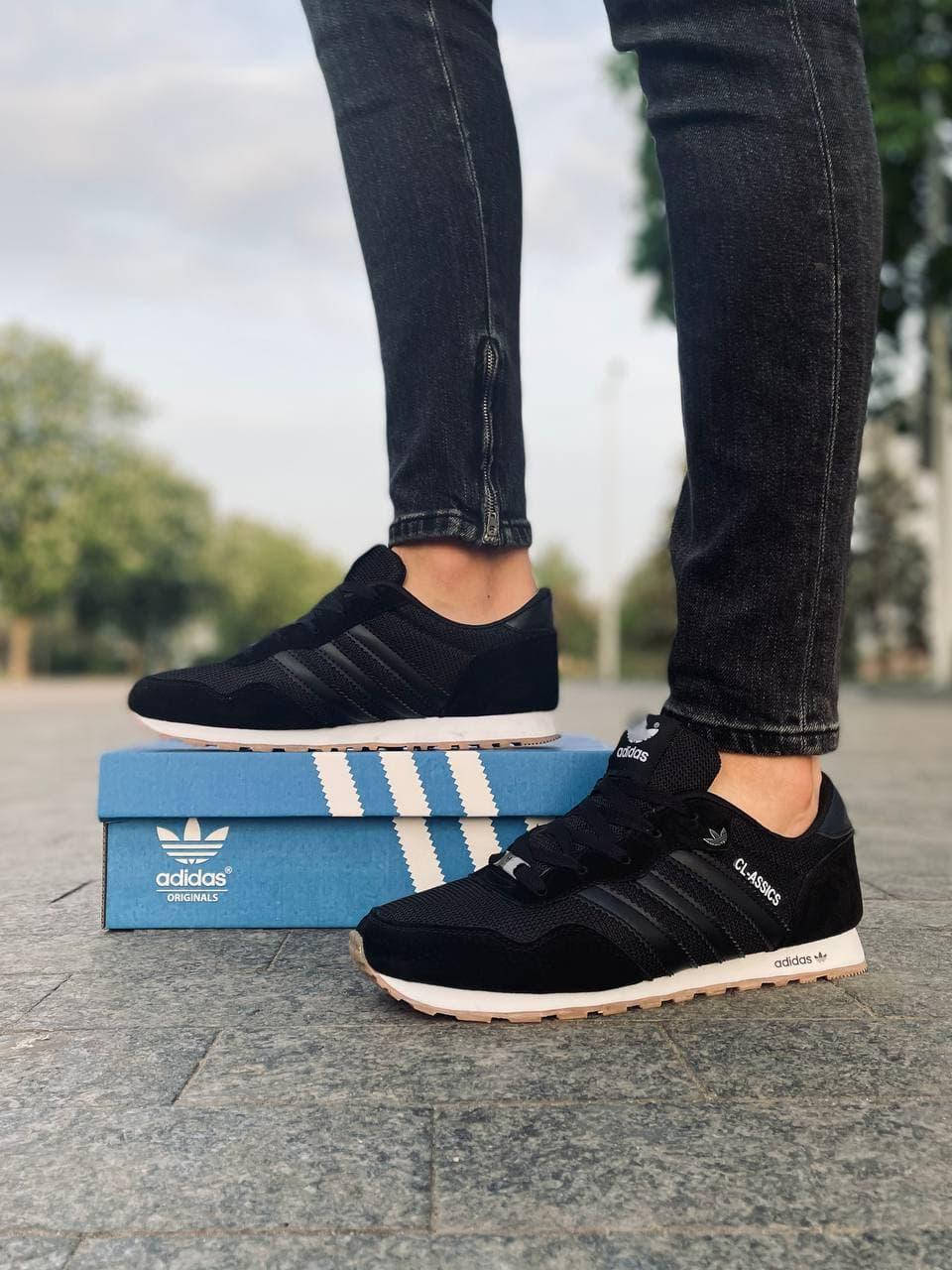 

Adidas Classic черные мужские демисезонные кроссовки. Лето/осень/весна, мужские замшевые кроссовки., Черный