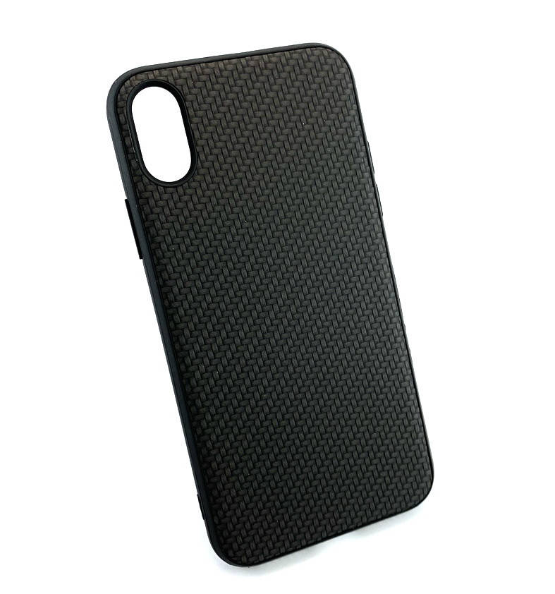 

Чехол на iPhone X, iPhone XS накладка бампер противоударный Carbon Silicone Case черный