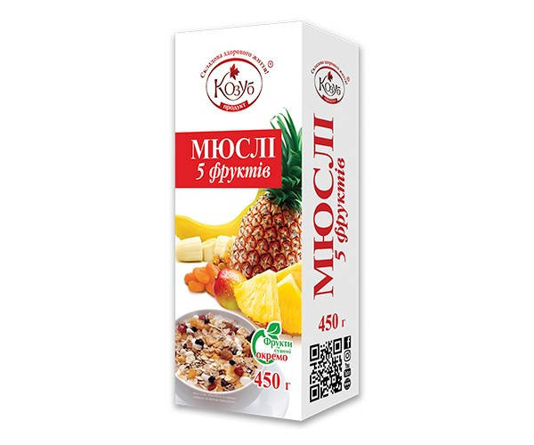 

Мюсли «5 фруктов» моментального приготовления Козуб Продукт 450г