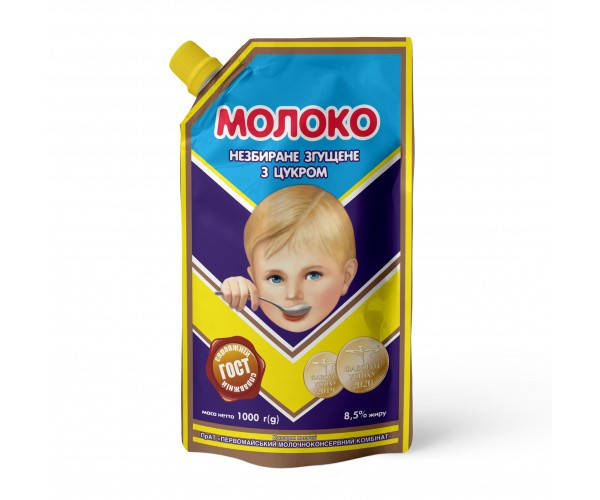 

Молоко незбиране згущене з цукром 8,5% жиру 1000 г ТМ "Первомайський МКК"