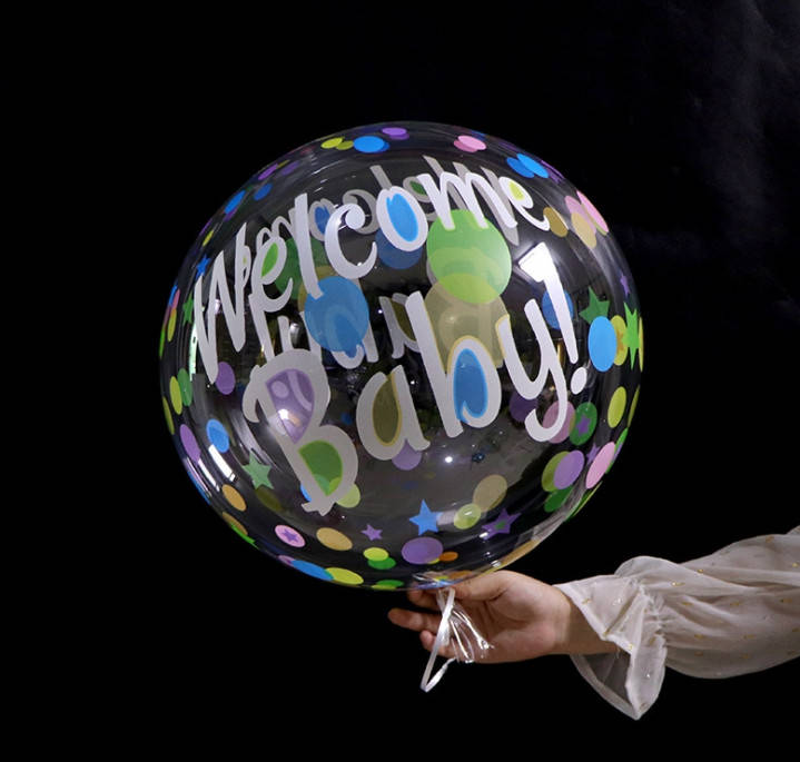 

Шар баблс с рисунком "Welcome baby шарики" 45 см, Белый