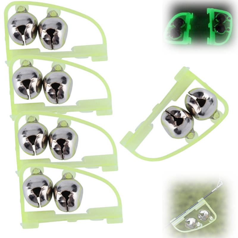 

5шт. Колокольчик сигнализатор поклевки на фидер люминесцентный, 2 бубенчика