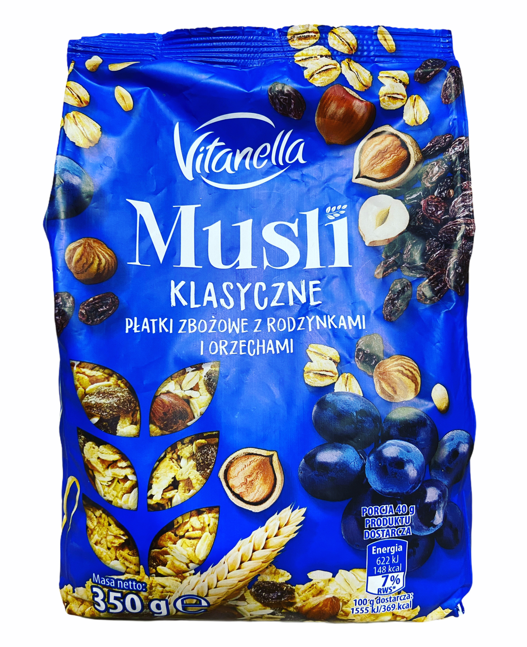 

Мюслі Vitanella класичні з родзинками та горіхами 350 г 5907437366554