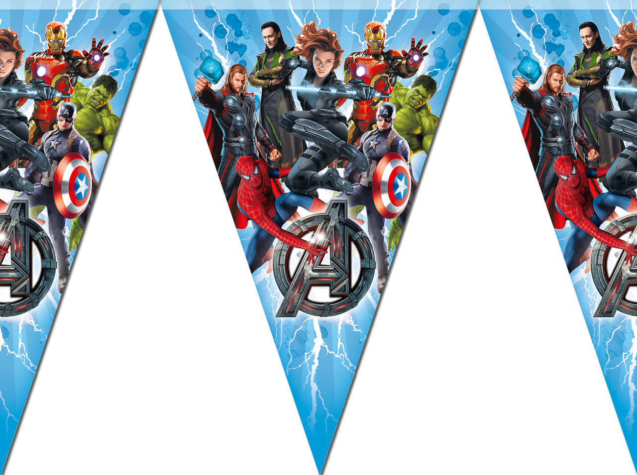 

Празднчная гирлянда треугольники Мстители Марвел