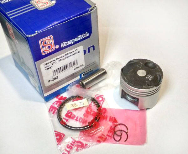 

Поршень в сборе 4T HONDA New DIO AF-61﻿ (Ø36,00мм)﻿ STD﻿ "MSU" Taiwan﻿