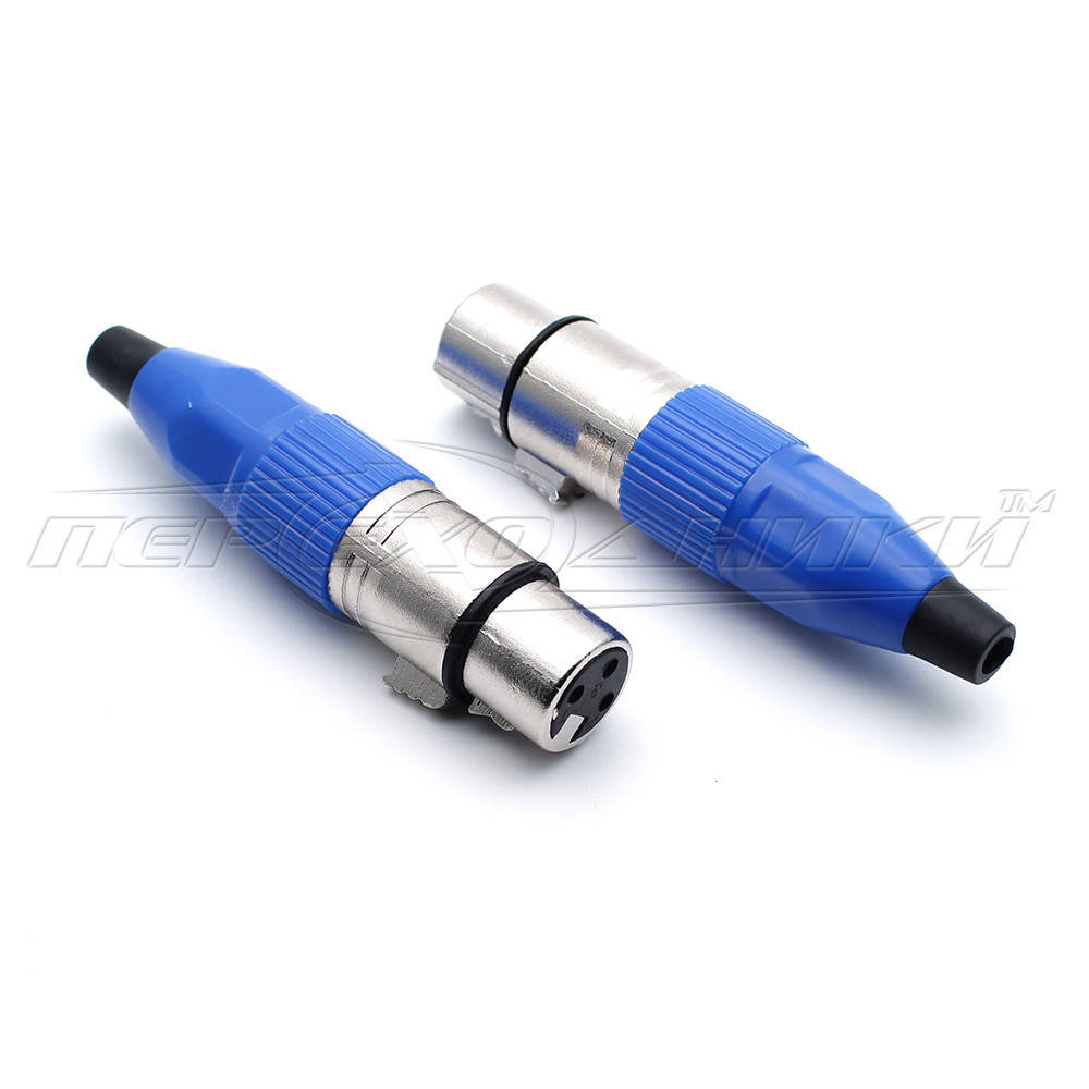 

Разъем гнездо XLR (Canon) 3 pin на кабель (металл), синий