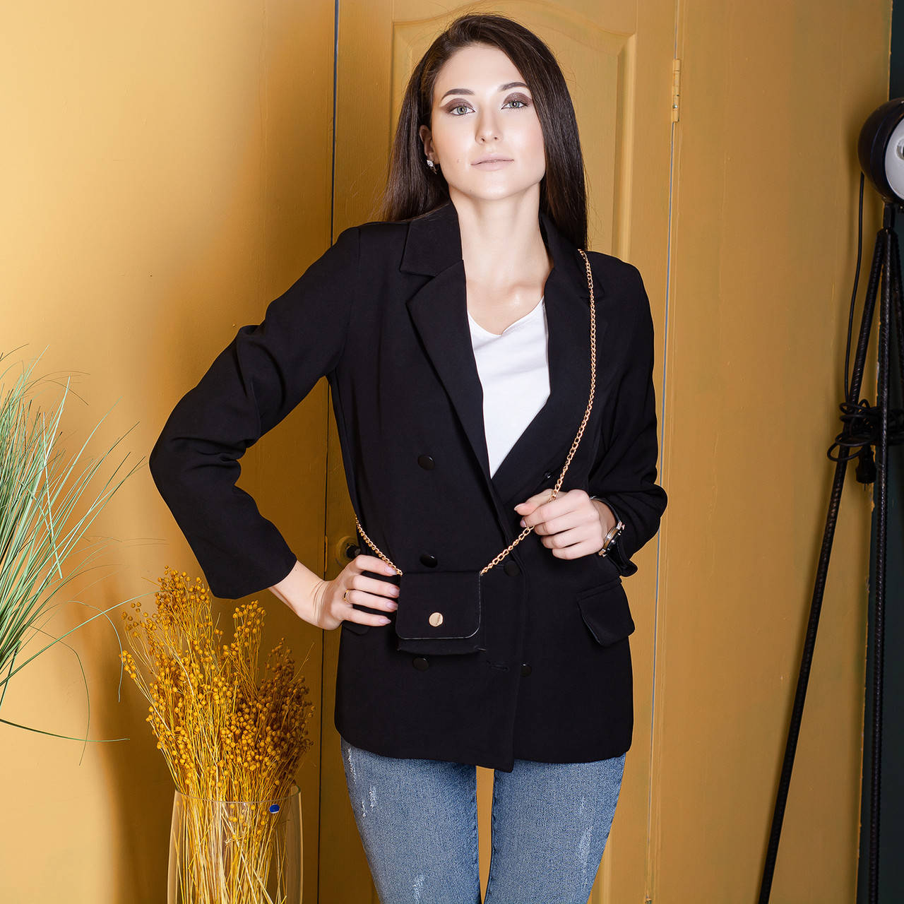 

Двубортный женский жакет черного цвета New Style (8803) размер M, Черный