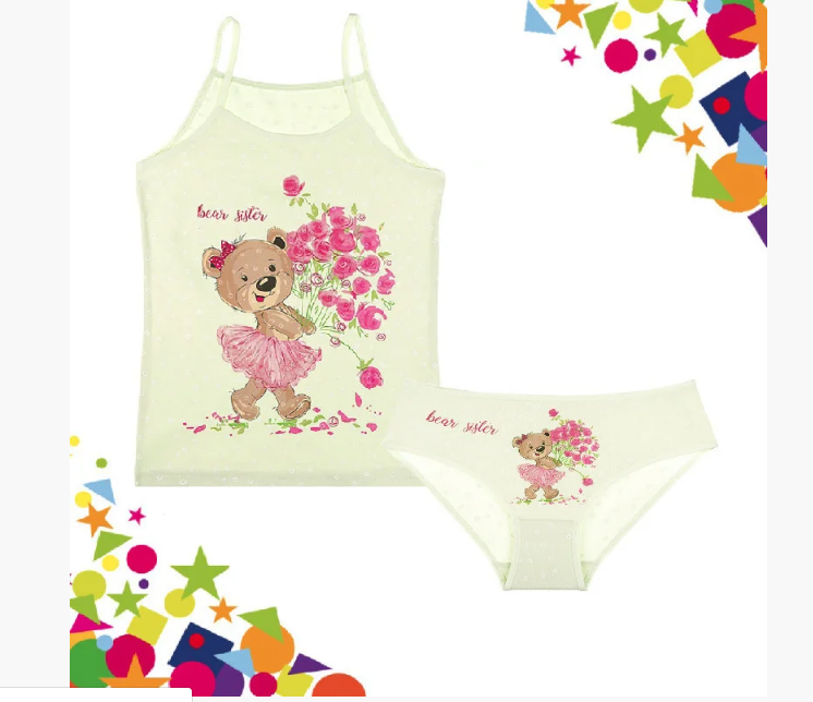 

Р-р 98-104 и 110-116, набор, комплект белья для девочки (трусики, маечка) 116