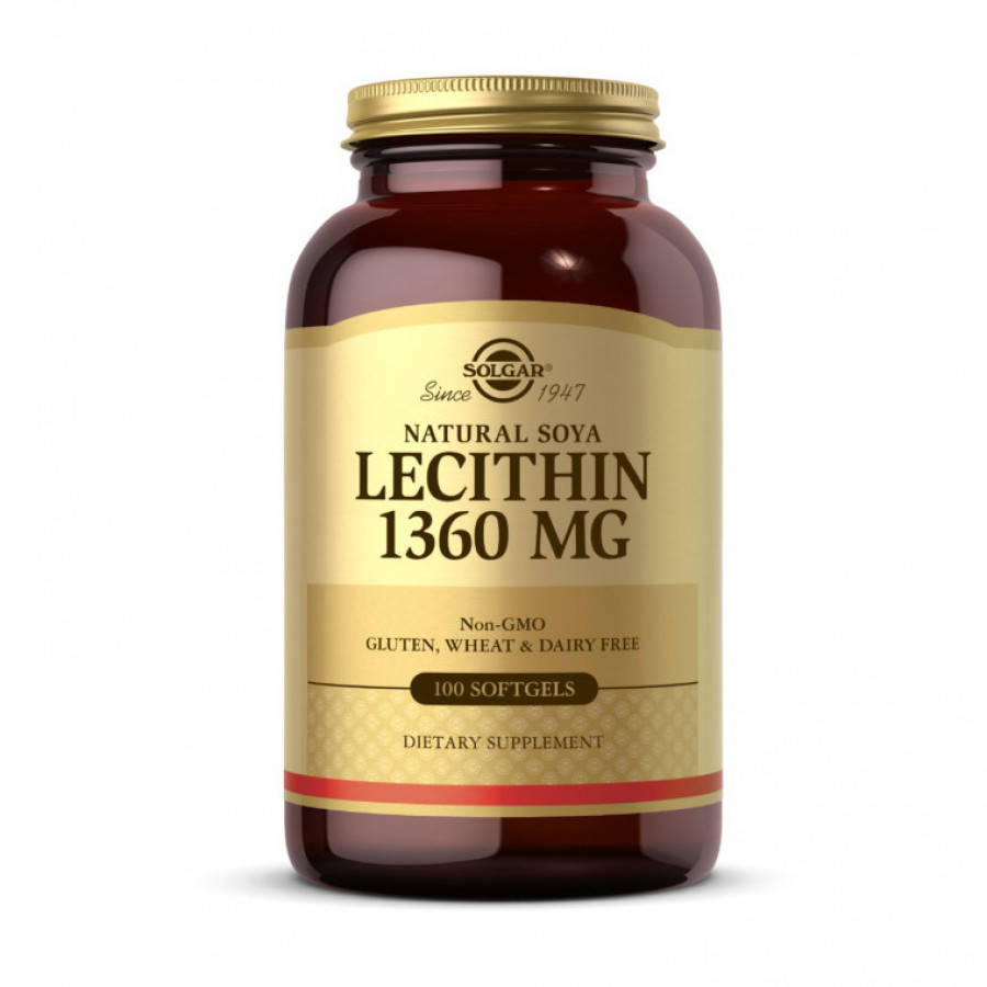 

Лецитин, Lecithin, Solgar, 1360 мг, 100 капсул