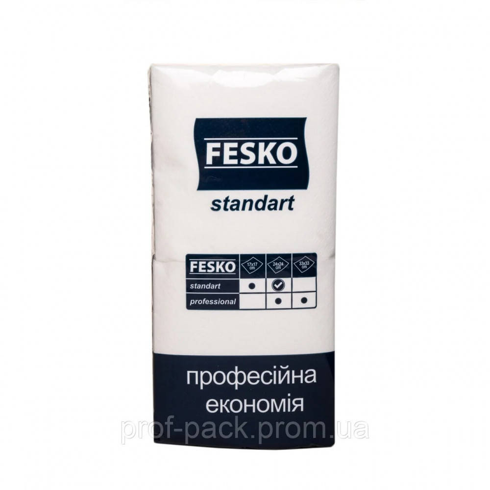 

Салфетка 24х24см, 1-но слойная белая, Феско, 450 листов/уп, Белый