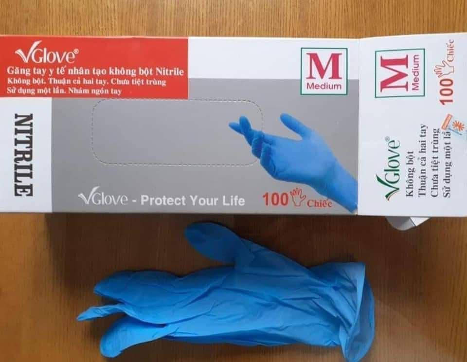 

Перчатки нитриловые Vglove S M 100шт в упаковке Вьетнам сертификат, Голубой
