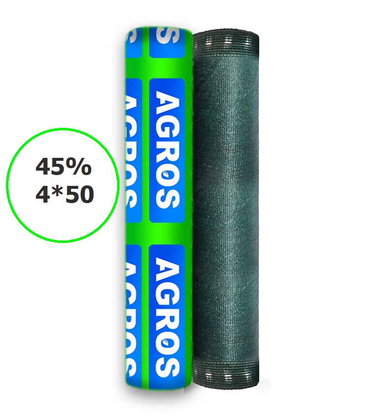 

Затеняющая сетка 45-50% усиленная 4*50 “AGROS”, Зелёный
