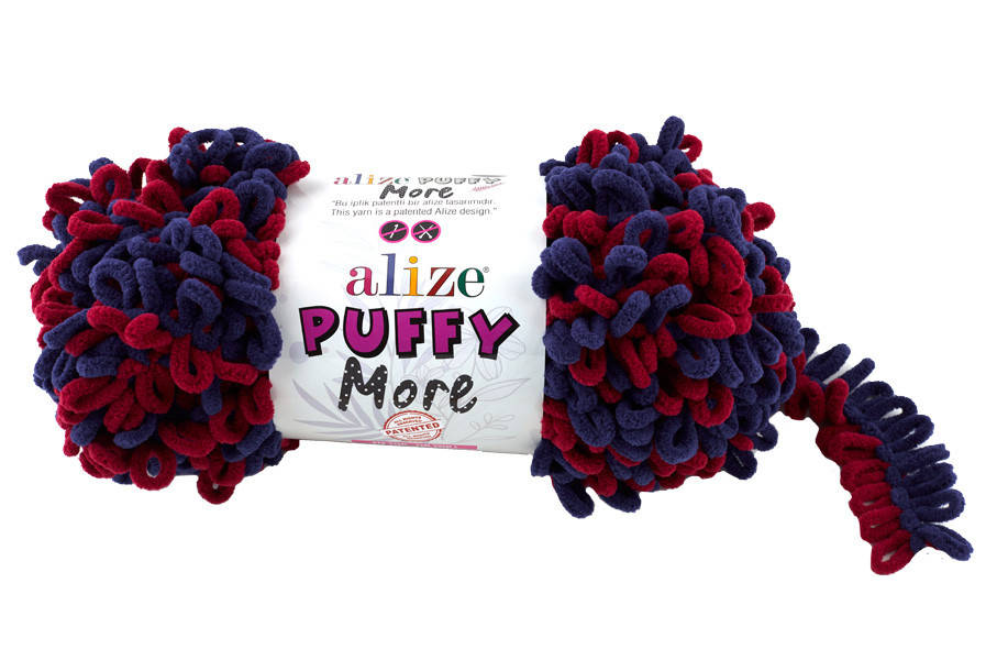 

Плюшевая пряжа петельками двусторонняя Alize Puffy More 6268, Разные цвета