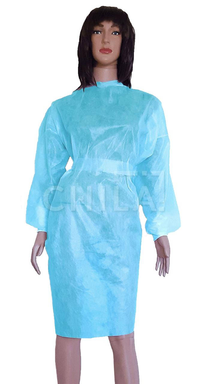 

Халат хирургический на завязках с манжетами, спанбонд 30 мкм, Голубой (5 шт/уп)