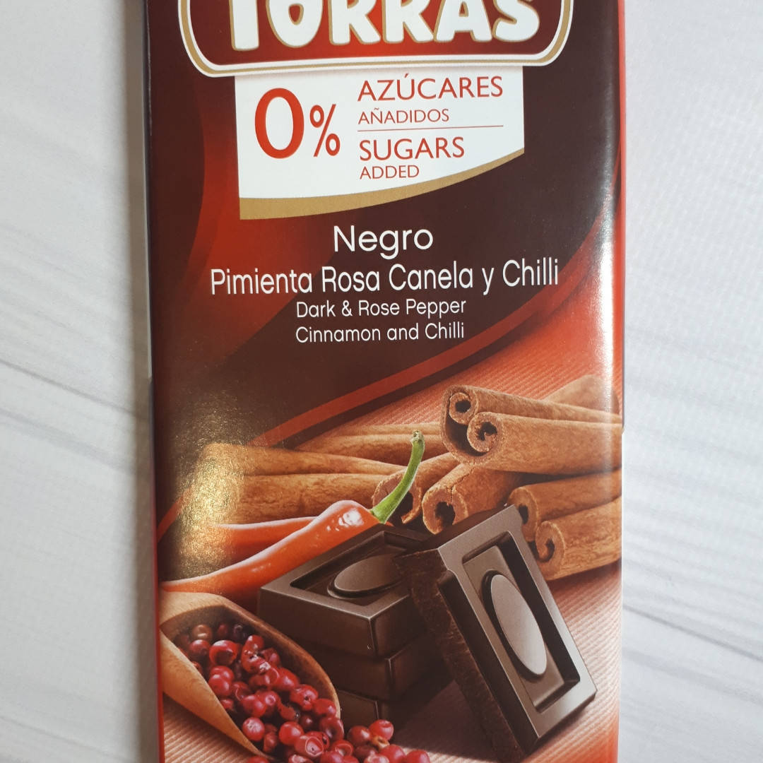 

Шоколад без сахара и глютена Torras с розовым перцем, корицей и перцем Чили Испания 75г